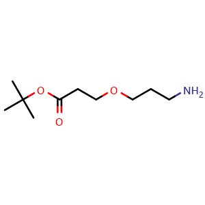 Chemical structure of 3-(3-Aminopropoxy)propanoic acid tert-butyl ester , CAS 1295644-58-4, AChemBlock V152527
