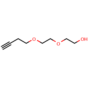 Chemical structure of 2-[2-(3-Butyn-1-yloxy)ethoxy]ethanol , CAS 1938058-27-5, AChemBlock V152549