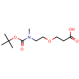 Chemical structure of N-Boc-3-[2-(methylamino)ethoxy]propanoic acid , CAS 2382990-07-8, AChemBlock V152566