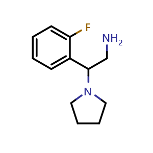 Chemical structure of 2-(2-Fluorophenyl)-2-(pyrrolidin-1-yl)ethanamine , CAS 876716-16-4, AChemBlock V152572