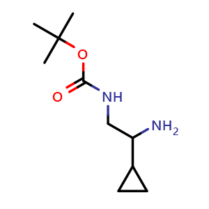 Chemical structure of tert-Butyl (2-amino-2-cyclopropylethyl)carbamate , CAS 1117693-58-9, AChemBlock V152574