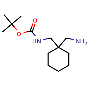 Chemical structure of N-Boc-cyclohexane-1,1-dimethanamine , CAS 1103205-41-9, AChemBlock V152577