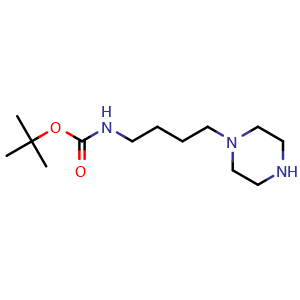Chemical structure of tert-Butyl 4-(piperazin-1-yl)butylcarbamate , CAS 874831-61-5, AChemBlock V152581