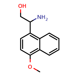 Chemical structure of 2-Amino-2-(4-methoxynaphthalen-1-yl)ethanol , CAS 910443-27-5, AChemBlock V152594
