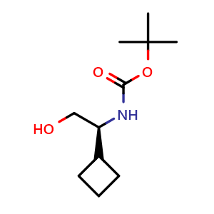 Chemical structure of (S)-2-(Boc-amino)-2-cyclobutyl-ethanol , CAS 1932508-10-5, AChemBlock V152598