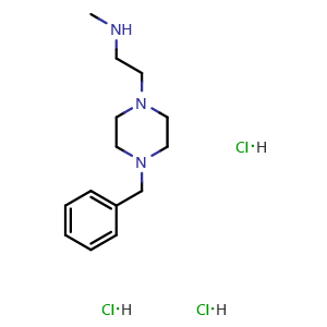 Chemical structure of N-Methyl-4-benzyl-1-piperazineethanamine triihydrochloride , CAS 157368-33-7, AChemBlock V152602