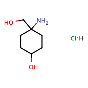 Chemical structure of 1-Amino-4-hydroxy-cyclohexanemethanol hydrochloride , CAS 1779782-80-7, AChemBlock V152606