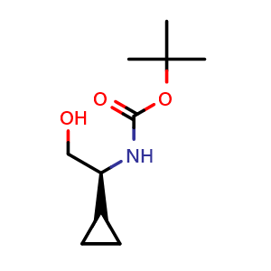 Chemical structure of (S)-2-(Boc-amino)-2-cyclopropylethanol , CAS 1360774-41-9, AChemBlock V152608