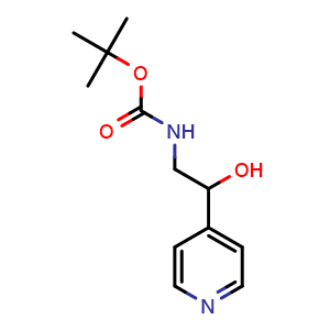 Chemical structure of 2-(Boc-amino)-1-(4-pyridinyl)ethanol , CAS 913642-43-0, AChemBlock V152610