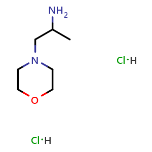 Chemical structure of 1-Morpholino-propan-2-amine dihydrochloride , CAS 2739747-78-3, AChemBlock V152614