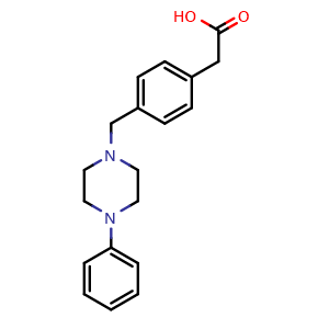 Chemical structure of 4-[(4-Phenyl-1-piperazinyl)methyl]benzeneacetic acid , CAS 187031-56-7, AChemBlock V152620