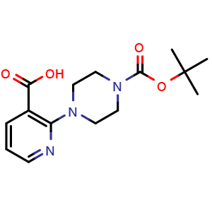 Chemical structure of 2-(1-Boc-piperazin-4-yl)-pyridine-3-carboxylic acid , CAS 902835-85-2, AChemBlock V152623