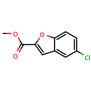 Chemical structure of 5-Chloro-2-benzofurancarboxylic acid methyl ester , CAS 4852-31-7, AChemBlock V152629