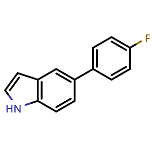 Chemical structure of 5-(4-Fluorophenyl)indole , CAS 144104-44-9, AChemBlock V152636