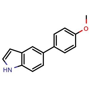 Chemical structure of 5-(4-Methoxyphenyl)indole , CAS 144104-46-1, AChemBlock V152639