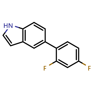 Chemical structure of 5-(2,4-Difluorophenyl)indole , CAS 599198-18-2, AChemBlock V152641