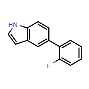Chemical structure of 5-(2-Fluorophenyl)Indole , CAS 893739-67-8, AChemBlock V152642