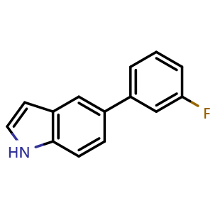 Chemical structure of 5-(3-Fluorophenyl)indole , CAS 893739-63-4, AChemBlock V152645