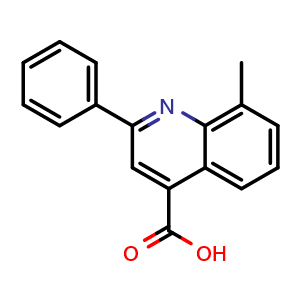 Chemical structure of 8-Methyl-2-phenylquinoline-4-carboxylic acid , CAS 107027-34-9, AChemBlock V152649
