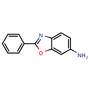 Chemical structure of 2-Phenyl-6-benzoxazolamine , CAS 53421-88-8, AChemBlock V152652