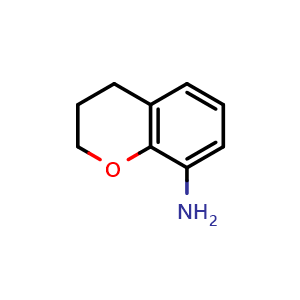 Chemical structure of 3,4-Dihydro-2H-1-benzopyran-8-amine , CAS 113722-25-1, AChemBlock V152656