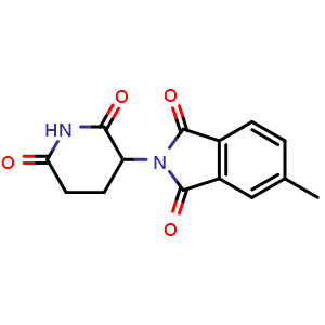 Chemical structure of 2-(2,6-Dioxopiperidin-3-yl)-5-methylisoindoline-1,3-dione , CAS 40313-92-6, AChemBlock V152661