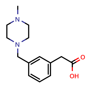 Chemical structure of 3-[(4-Methyl-1-piperazinyl)methyl]benzeneacetic acid , CAS 1226974-03-3, AChemBlock V152668