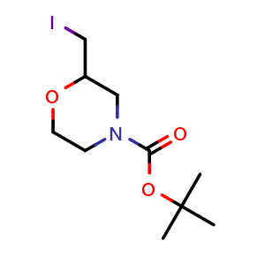 Chemical structure of 4-Boc-2-(iodomethyl)-morpholine , CAS 1418278-51-9, AChemBlock V152681