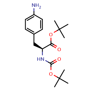 Chemical structure of N-Boc-4-amino-L-phenylalanine tert-butyl ester , CAS 180080-07-3, AChemBlock V152692