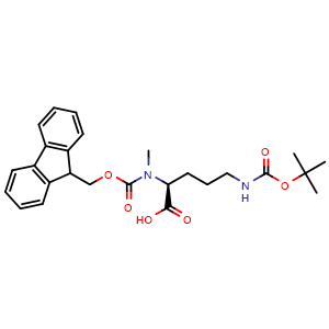 Chemical structure of N5-Boc-N2-Fmoc-N2-methyl-L-ornithine , CAS 1793105-28-8, AChemBlock V152716