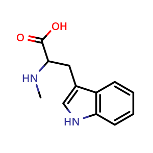 Chemical structure of N-Methyl-DL-tryptophan , CAS 487-59-2, AChemBlock V152749