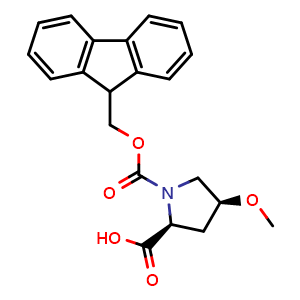 Chemical structure of (4S)-1-Fmoc-4-methoxy-L-proline , CAS 1190617-97-0, AChemBlock V152754