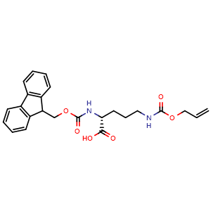 Chemical structure of N2-Fmoc-N5-(allyloxycarbonyl)-D-ornithine , CAS 214750-74-0, AChemBlock V152759