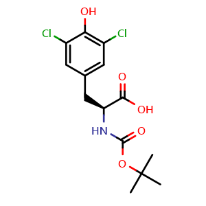 Chemical structure of N-Boc-3,5-dichloro-L-tyrosine , CAS 123418-41-7, AChemBlock V152788