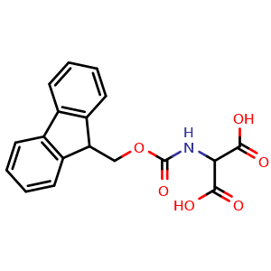 Chemical structure of 2-(Fmoc-amino)propanedioic acid , CAS 296261-32-0, AChemBlock V152813