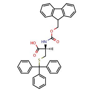Chemical structure of N-Fmoc-2-methyl-S-trityl-L-cysteine , CAS 725728-43-8, AChemBlock V152815