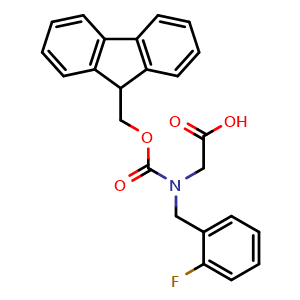 Chemical structure of N-Fmoc-N-(2-fluorobenzyl)-glycine , CAS 2385070-08-4, AChemBlock V152822