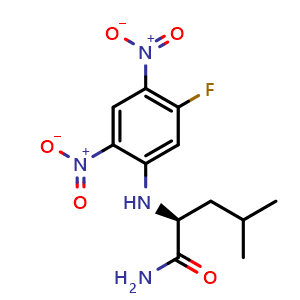 Chemical structure of N2-(5-Fluoro-2,4-dinitrophenyl)-L-Leucinamide , CAS 178065-29-7, AChemBlock V152823