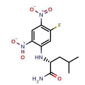 Chemical structure of N2-(5-Fluoro-2,4-dinitrophenyl)-D-Leucinamide , CAS 178065-30-0, AChemBlock V152824
