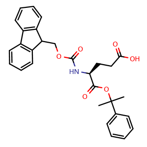Chemical structure of N-Fmoc-L-glutamic acid 1-(1-methyl-1-phenylethyl) ester , CAS 207305-97-3, AChemBlock V152826