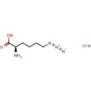 Chemical structure of 6-Azido-D-norleucine hydrochloride , CAS 2098497-01-7, AChemBlock V152859