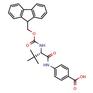 Chemical structure of 4-[(Fmoc-L-tert-leucyl)amino]benzoic acid , CAS 2171151-00-9, AChemBlock V152864