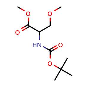 Chemical structure of N-Boc-O-methyl-DL-serine methyl ester , CAS 1800300-80-4, AChemBlock V152867