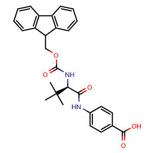 Chemical structure of 4-[(Fmoc-D-tert-leucyl)amino]benzoic acid , CAS 2171175-84-9, AChemBlock V152870