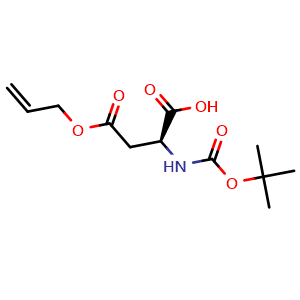 Chemical structure of N-Boc-L-aspartic acid 4-allyl ester , CAS 132286-77-2, AChemBlock V152881