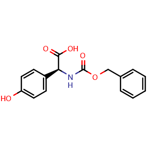 Chemical structure of Cbz-(S)-2-amino-2-(4-hydroxyphenyl)acetic acid , CAS 26787-76-8, AChemBlock V152889