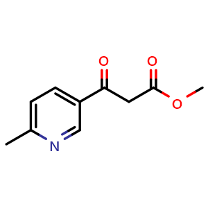 Chemical structure of 6-Methyl-b-oxo-3-pyridinepropanoic acid methyl ester , CAS 108522-49-2, AChemBlock V152902