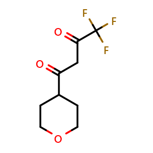 Chemical structure of 1-(Tetrahydro-2H-pyran-4-yl)-4,4,4-trifluoro-1,3-butanedione , CAS 2205099-35-8, AChemBlock V152910
