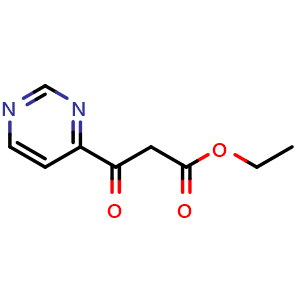 Chemical structure of Ethyl 3-oxo-3-(pyrimidin-4-yl)propanoate , CAS 64210-67-9, AChemBlock V152911