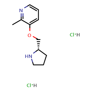 Chemical structure of (S)-2-Methyl-3-(2-pyrrolidinylmethoxy)pyridine dihydrochloride , CAS 161417-03-4, AChemBlock V152919